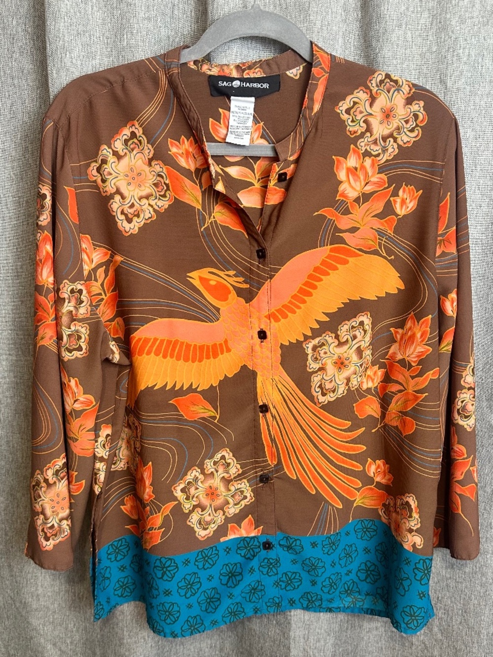 Vintage Sag Harbor Mixed Print Firebird Blouse-Medium